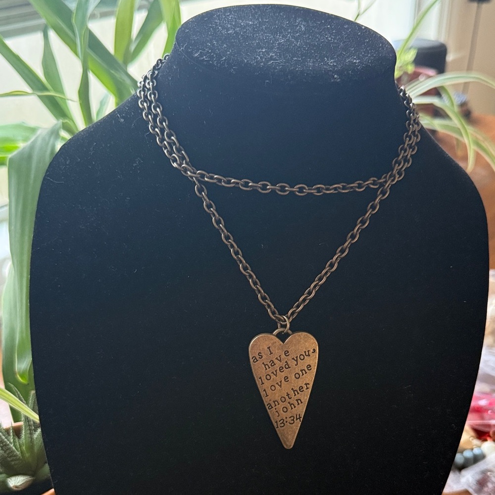 Heart Pendant Necklace with Inspirational Quote
